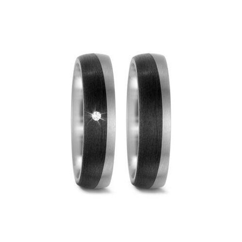 TitanFactory Damenring 52513/001/002/2050 und Herrenring  52513/001/000/2050 Titan/Carbon